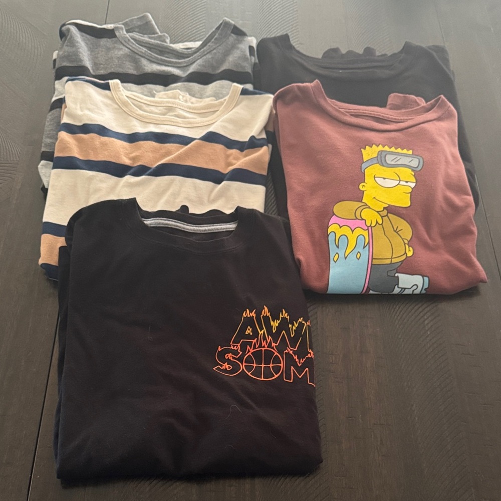 Boy’s Graphic and Striped Long Sleeve T-Shirts Bundle - Set of 5